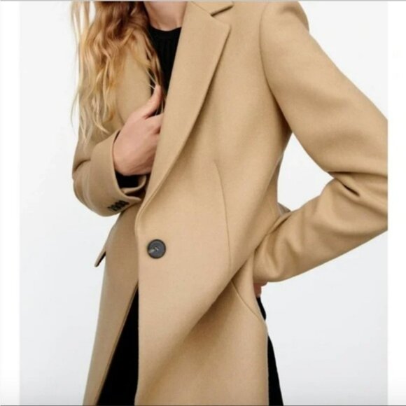ZARA Camel Italian Wool Menswear Style Coat Jacket Small NWT NEW Blogger Fav - Picture 10 of 16